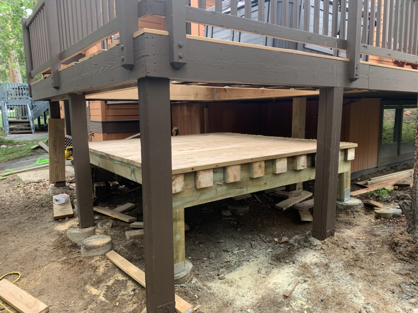Repairing A Log Deck & Replacing Handrails