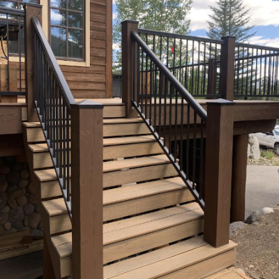 Elevated deck on sloped terrain