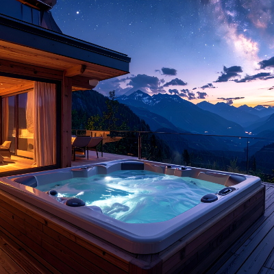Deck designed around an in-set hot tub