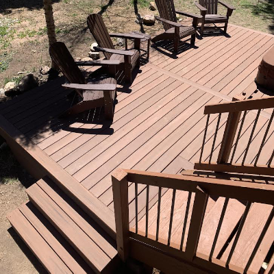 Simple platform deck attached to a home